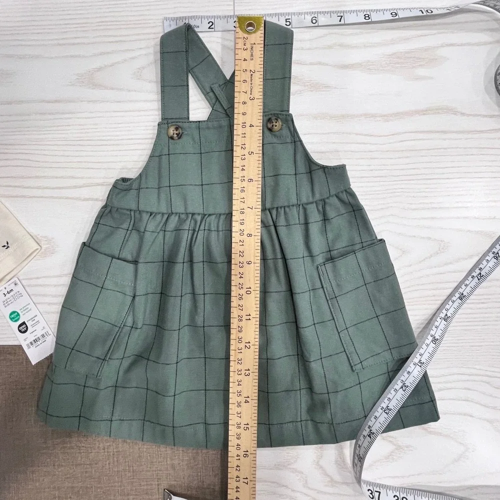 Child of Mine Carter's Jumper Set Girls 3-6M Green Windowpane 3pc Bodysuit Socks